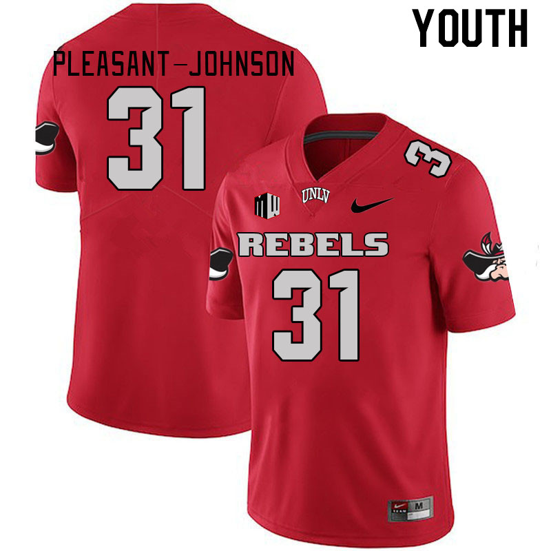 Youth #31 Lacarea Pleasant-Johnson UNLV Rebels 2023 College Football Jerseys Stitched-Scarlet - Click Image to Close
